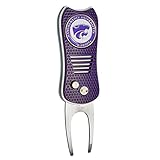 Team Golf NCAA Kansas State Wildcats Switchblade Divot Tool with Double-Sided Magnetic Ball Marker, Features Patented Single Prong Design, Causes Less Damage to Greens, Switchblade Mechanism