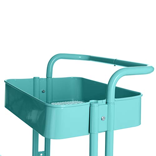 Pstars 3 Tier Space-Saving Metal Mesh Storage Cart with Brake Caster Wheel, Rolling Storage Shelves with Handle, Multifunctional Tools Cart for Kitchen, Garage, Bathroom, Patio, Courtyard, Dining - Thumbnail 4