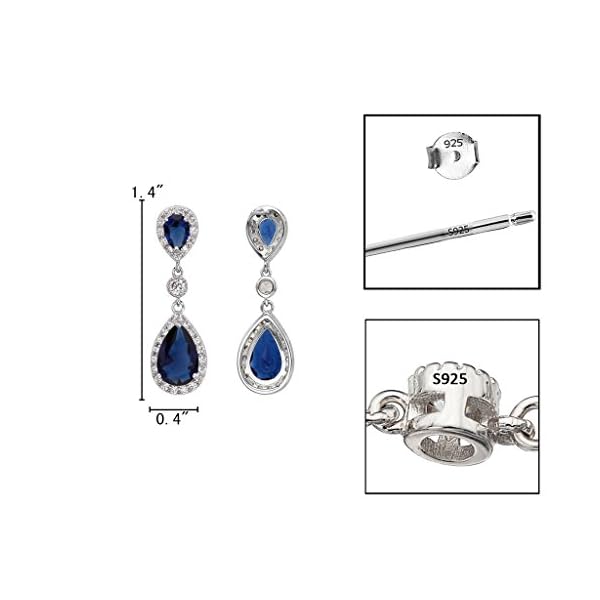 EleQueen 925 Sterling Silver Full Prong Cubic Zirconia Birthstone Teardrop Bridal Dangle Earrings for Women Girls, Valentine's Day/Mother's Day/Christmas Jewelry Gift for Girlfriennd/Mom - Image 6