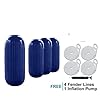 4-Boat-Fenders-8-X-20-Vinyl-Ribbed-Bumper-Dock-Shield-Protection-Blue-Includes-4-7-Long-Fender-Lines-Pump-to-Inflate
