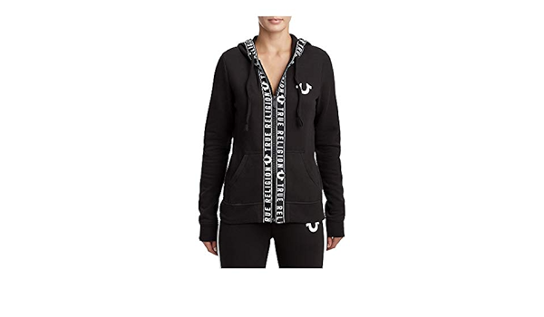 true religion women's logo tape zip up hoodie