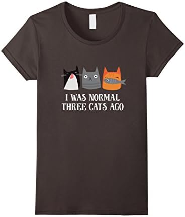 Womens I Was Normal Three Cats Ago Funny Shirt Medium Asphalt