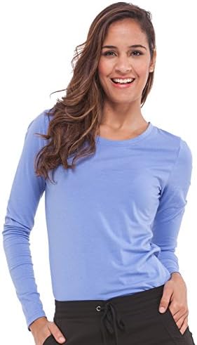 Healing Hands Scrubs Melissa 5047 Knit Long Sleeve Underscrub Tee Shirt- Ceil Blue- Large