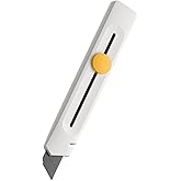 HOTO Box Cutter Utility Knife, SK5 Retractable Box Cutter, All-Covered Design, Blackened Antirust, 8-section Blade, Metal Gui