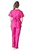 Natural Uniforms Women's Mock Wrap Scrub Set (Hot Pink) (Medium)