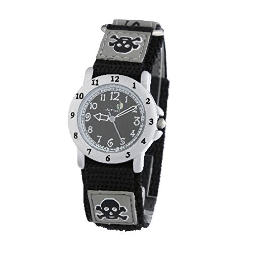 Cactus Quartz Skull Fabric Strap Black Dial Boys Watch CAC-30-M14