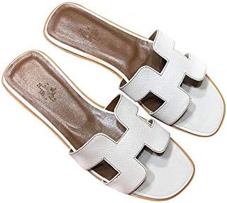 YGSMOUhao Womens H Type Flat Sandals Oran Epsom Leather Slippers Summer Casual Shoes Beach Slippers
