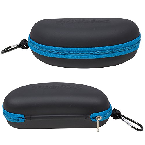 Waterproof Sunglasses and Eyeglasses Case - Durable, Hard EVA Zippered Glasses Holder with Back Pack Clip - Blue - by Splaqua