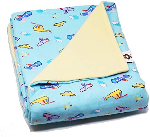 SENSORY GOODS Child Small Weighted Blanket-Made in AMERICA-5lb Medium Pressure-On The Move/Lt. Yellow- Fleece/Flannel (30'' x 48'') Provides Comfort and Relaxation