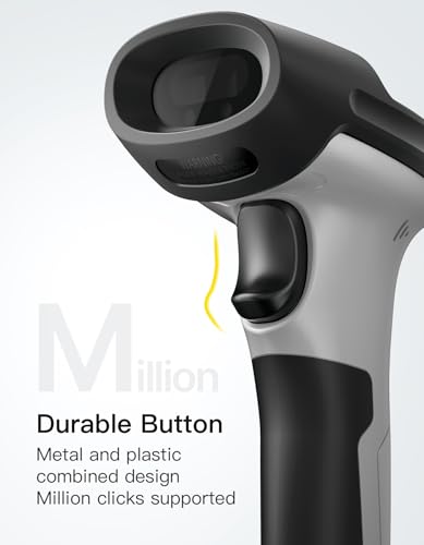 Inateck BCST-72 1D 2D QR Barcode Reader, Wireless Barcode Scanner Gun with 2600mAh Battery and Anti-Shock Protection, 1.8 m Barcode Reader for PC Computer Android iOS, with APP and SDK