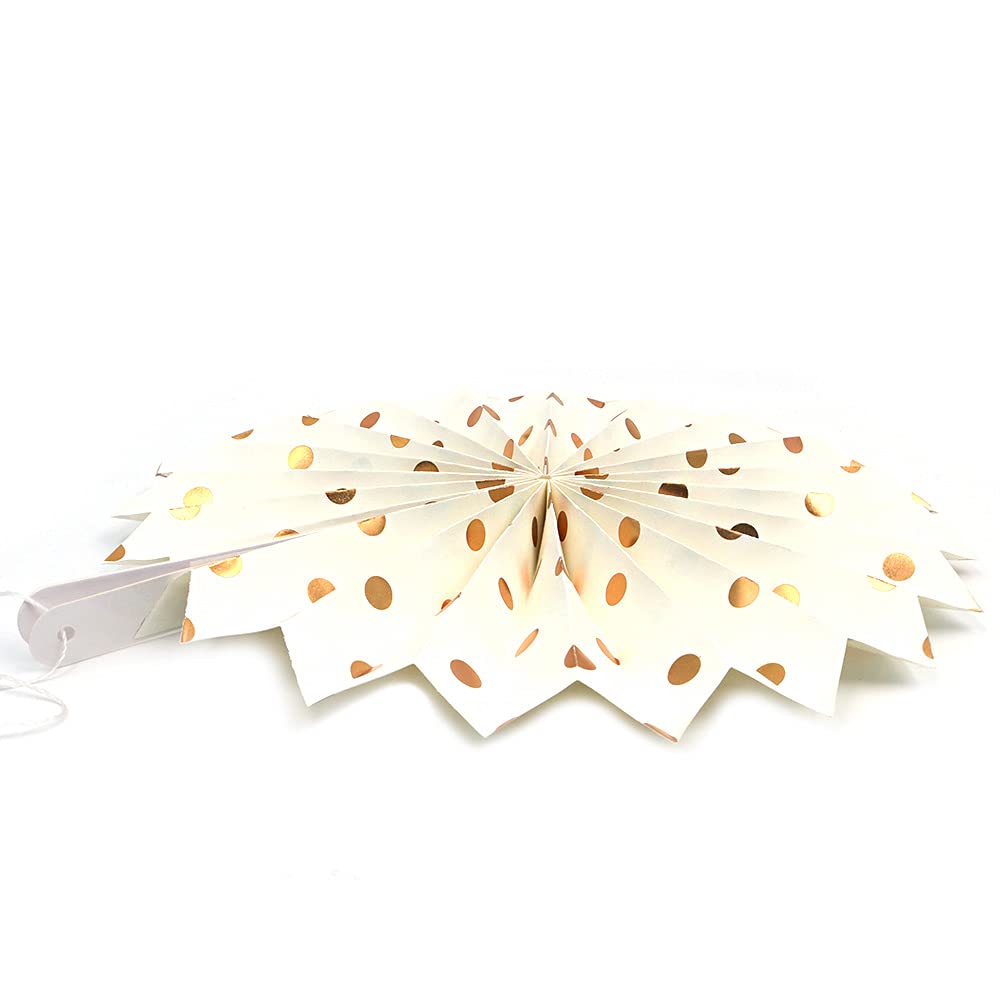 ANCLLO 5pcs 30cm Bronzing Wave Dot Hollow Paper Fans Set Hanging Ceiling Wall Decor Party Supply Photo Back Drop, Yellow