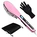 Hair straightening Brush, Oak Leaf Hair Straightener Brush Electric Heating Ceramic Comb, Pink, Working Temperature ranging 356-446℉