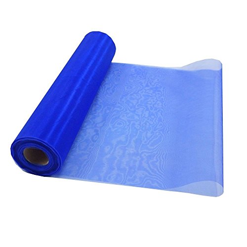 RayLineDo 50cm X 50M Organza Roll Soft Sash Fabric Wedding Chair Cover Bows Table Runner for Party in Royal Blue