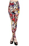 Amour Women's Lace Sheer Mesh Inset Stripes Ankle Length Footless Legging
