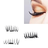 3D False Eyelashes,SMYTShop 4 Piece/1Pair New Ultra-thin 0.4mm Magnetic Eye Lashes 3D Reusable False Eyelashes (D)