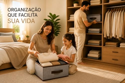 Kit 2 Caixas Organizadoras Dobraveis com Tampa Alça Reforçada e Mais Praticidade para Organizar Roupas Brinquedos e Ambientes