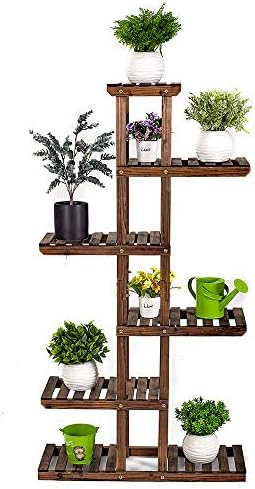 Wooden Plant Stand Storage Rack Pot Shelves Bonsai Display Shelf Indoor Outdoor Garden Patio for Multiple Plants, 29.5'' L x 9.9'' W x 55.7'' H