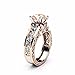 Women Color Separation CZ Diamond Rose Gold Floral Wedding Engagement Ring (9, Coffee)