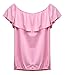ICOOLTECH Women's Off Shoulder Boho Shirt Loose Blouses Casual Crop Tops (XL(US 8-10), Pink)
