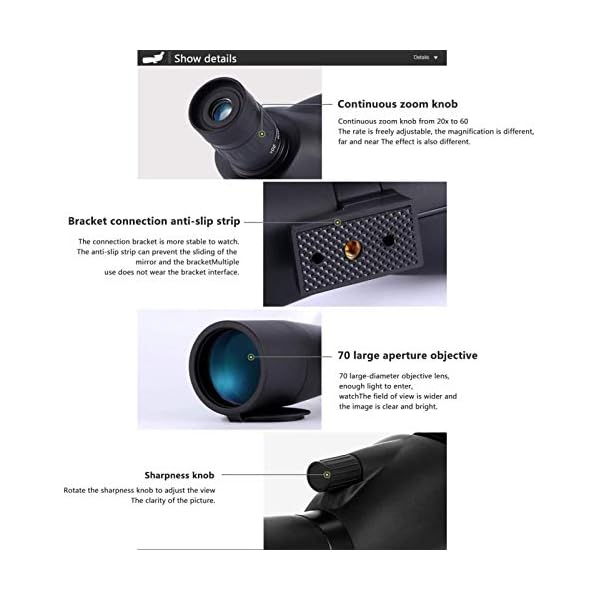 Fernglas, High Definition Nachtsicht-Einzelteleskop 20-60X Outdoor-Sport, für drinnen/draußen – Bild 4