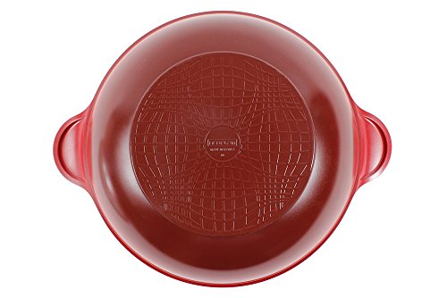 Wok with Glass Lid - Two-Handled, 14-inch Ceramic Nonstick in Red by Neoflam