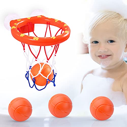 juguetes de baño marppy, aro de baloncesto para bañera para niños pequeños, niños y niñas con juego de 4 bolas suaves y ventosa fuerte, juego de disparos para el baño y divertido juego de disparos, regalo para niño o niña