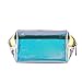 Holographic Makeup Bag Clear Transparent Cosmetic Bag Organizer Travel Large Iridescent Clutch Purse Toiletries Pouch Hologram Handbag Make-up Storage Cases for Women (Rectangular-Transparent)