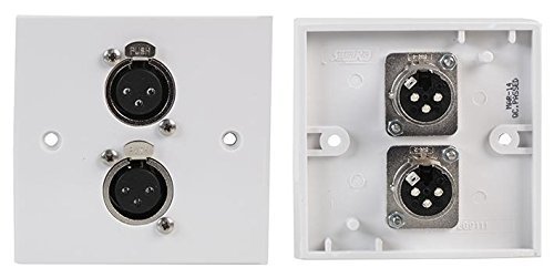 PRO SIGNAL 1 Gang Multimedia Wallplate – 2x 3-Pin XLR Sockets, Studio Audio Wall Plate – White – PELR0083