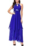 Noctflos Chiffon Elegant Maxi Cocktail Evening Dress For Women Party Wedding Royal Blue Small