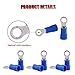 Hilitchi 100Pcs 16-14AWG Insulated Terminals Ring Electrical Wire Crimp Connectors (Blue, M4)