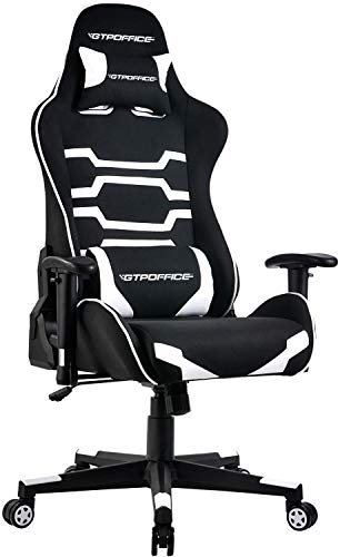 GTPOFFICE Gaming Chair Racing Style Office Ergonomic Conference Executive Manager Work Chair High Back Adjustable Swivel Computer Desk Task Chair Tilt E-Sports Chair (White)
