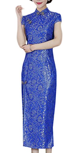 WSPLYSPJY Women's Chinese Style Printing Lace Party Cheongsam Dress