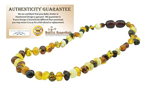 Baltic Amber Teething Necklace for Baby Toddler Multi Rainbow Infant Polished Drooling & Teething Pain Authentic Organic Certified Authentic Screw Clasp - Thumbnail 7