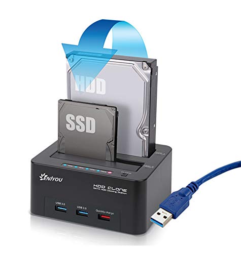 Hard Drive Docking Station, USB 3.0 to SATA HDD Docking Station Dual-Bay External Hard Drive Dock with Offline Clone Function for 2.5"/3.5" SATA HDD SSD Drives, Support 2X 10TB