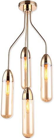 JEMMY HO Glass Pendant Lighting with 4 Warm White Vintage Edison Bulbs Included Northern Modern Ceiling Lamp Fixture for Dining Room, Living Room