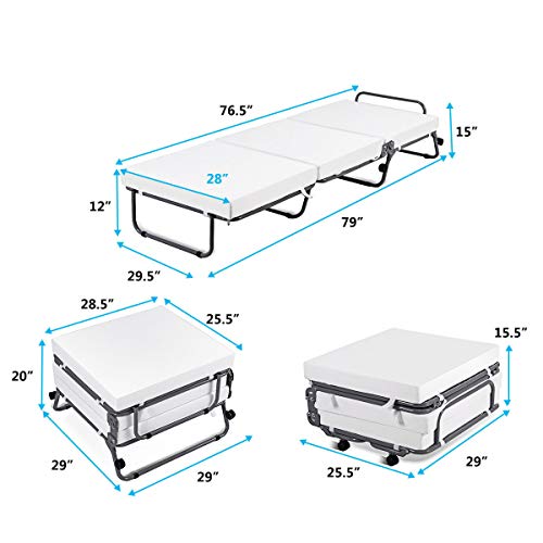 White Soft Comfort Convertible Bed Folding Couch Mattress Lounge Sleeper Space Saver - Thumbnail 4