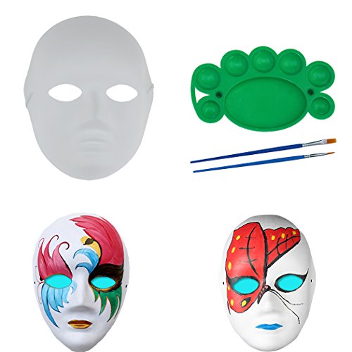 Full Face Handmade Mask Halloween Party Cosplay Carnival Masquerade DIY(6-Pack) - Image 3