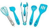 Useful. UH-SU193 Premium Kitchen Utensil Set. Quality Silicone Cooking Set Of 6. Hygienic, Durable, Non-stick, And High Temp Cooking Utensils (Blue)