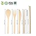 4 Set Bamboo Cutlery Set Bamboo Travel Utensils Set, Reusable Bamboo Utensil Fork Knife Spoon Chopsticks Straw Cleaning Brush with Carrying Bag for Travel Picnic Office School