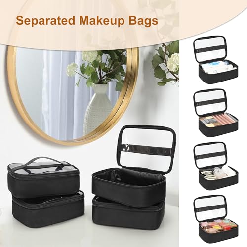 Relavel Professional Makeup Case with Wheels, black 3, Wheeled suitcase