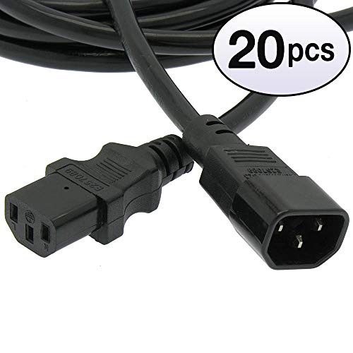 GOWOS (20 Pack) 1Ft Power Extension Cord C13 to C14 Black/SJT 16/3 - Thumbnail 3