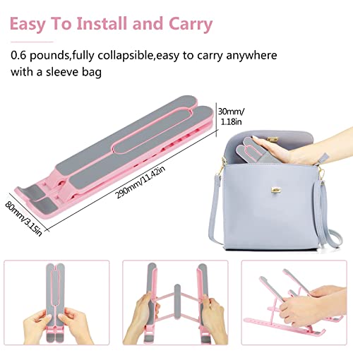 JERX Pink Laptop Stand for Desk, 8 Angles Adjustable Computer Holder