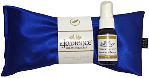 Blue Silk Eye Pillow - Peppermint Lavender Essential Oil Spray | Relieve Stress, Insomnia, Headache, Head Pressure &amp; Tension | Eye Pillows for Yoga | Large Aromatherapy Sleep Mask by Jadience