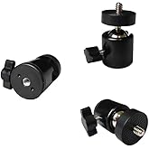 ThtRht 3 Pack Mini Ball Head 1/4'' Screw Swivel Tripod Head Mount 360 Degree Rotating Base Adapter Ballhead for Camera Tripod Dash Cam Phone Clip Photography Light Stand Boom Arm Selfie Stick