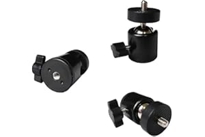 ThtRht 3 Pack Mini Ball Head 1/4'' Screw Swivel Tripod Head Mount 360 Degree Rotating Base Adapter Ballhead for Camera Tripod Dash Cam Phone Clip Photography Light Stand Boom Arm Selfie Stick