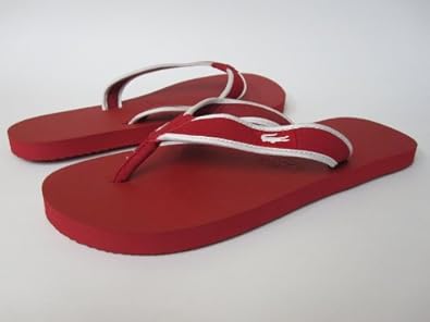red lacoste flip flops