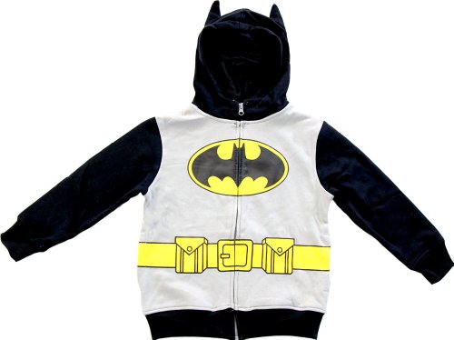 DC Comics Batman Little Boys' Toddler Character Hoodie, Gray, 2T