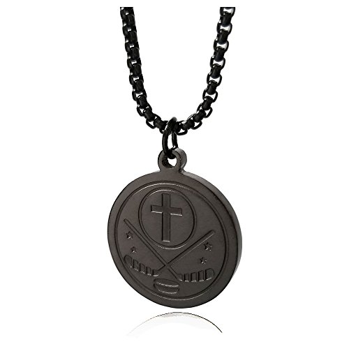 CHOOOICE Unisex Ice Hockey Black Necklace Jewelry Religious Jewelry with 23' Chain