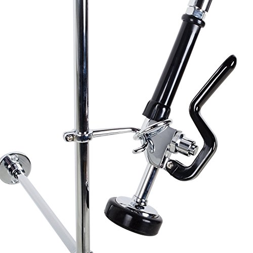 Heavy Duty Wall Mounted Pre-Rinse Commercial Faucet with 12" Add-On Faucet and Adjustable 12" Wall Bracket