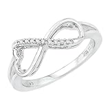 Heart Shaped Infinity Diamond Ring in Sterling Silver (0.04 cttw)